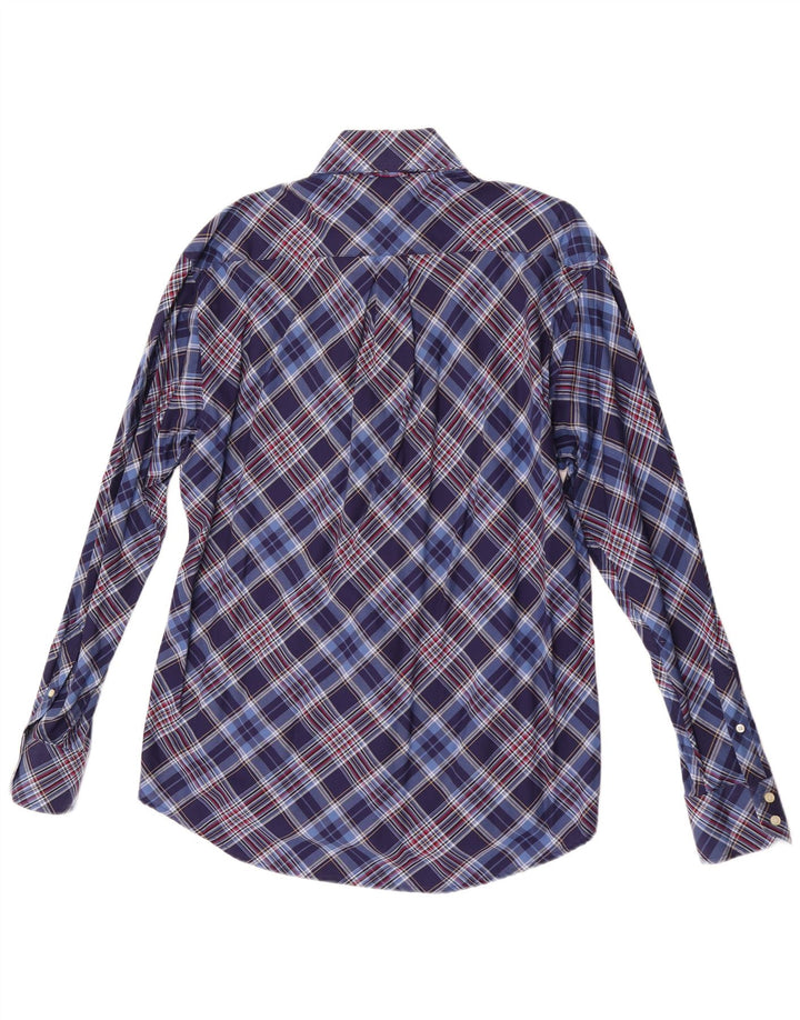 Tommy Hilfiger Herrenhemd aus mittelblau karierter Baumwolle