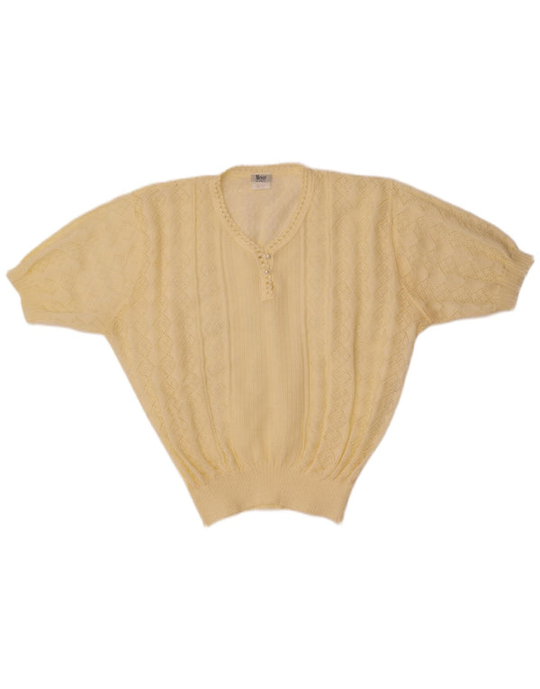 Vintage Damen Strickbluse Top IT 52 2XL Off White Polyacryl