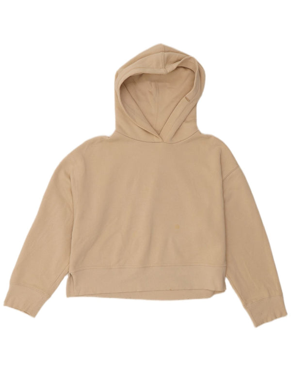 Zara Damen Übergroßer Kapuzenpullover UK 14 Mittelbeige Baumwolle