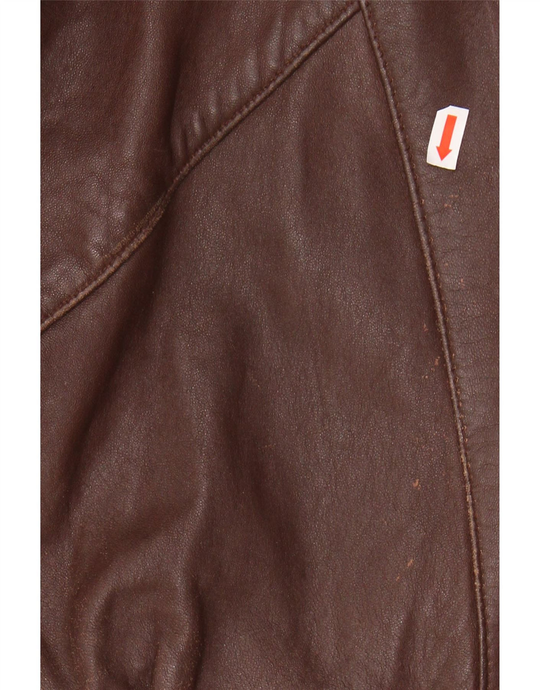 VINTAGE Womens Leather Coat UK 10 Small Brown Colourblock