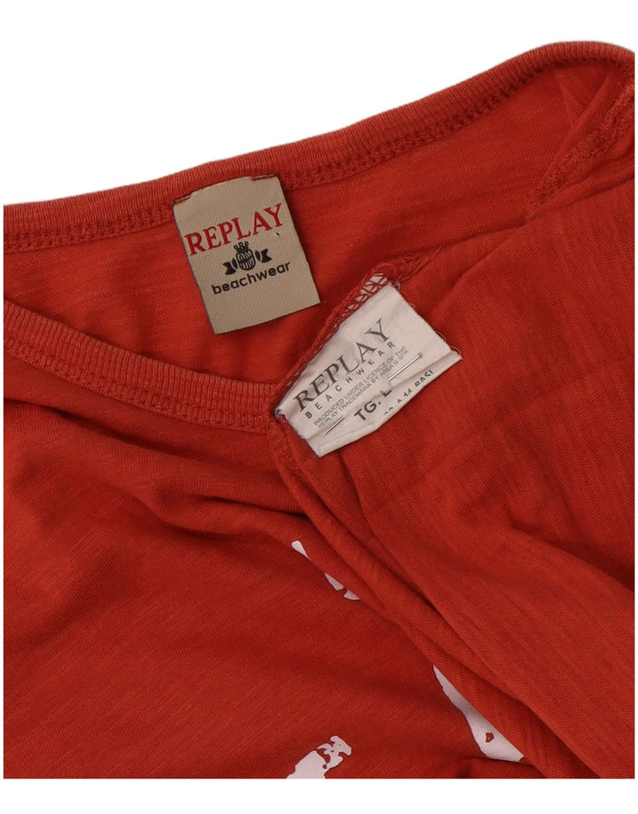 Replay Damen Grafik-T-Shirt-Oberteil UK 16 Large Rot