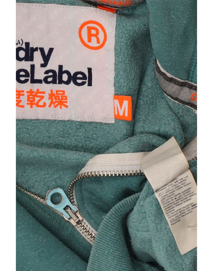 Superdry Herren-Kapuzenpullover mit Reißverschluss, mittelgrün gefleckte Baumwolle