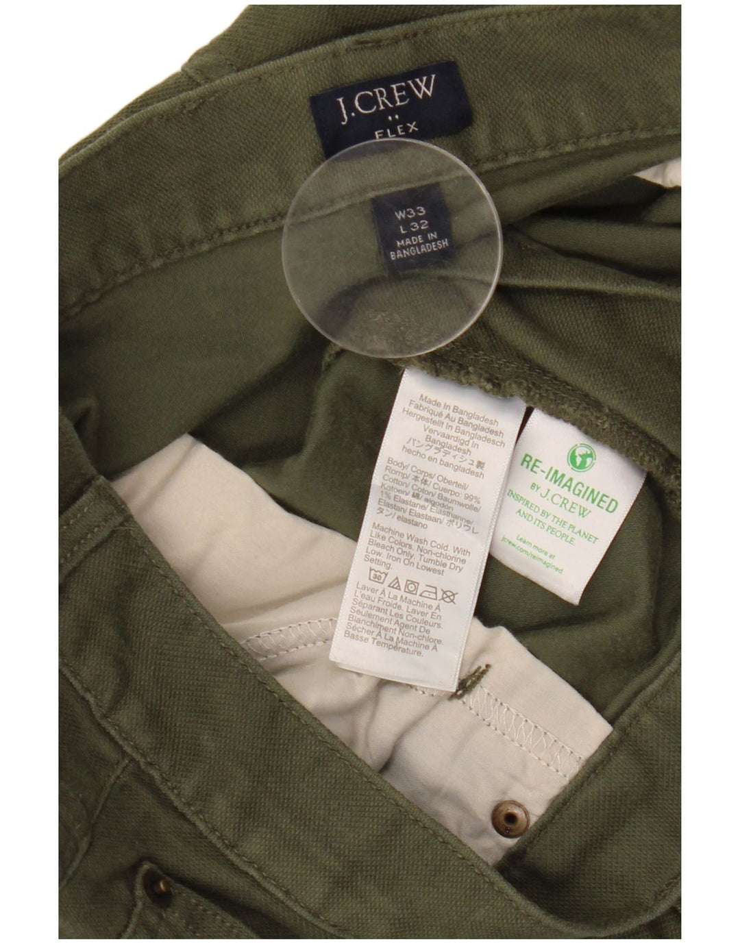 J. Crew Herren Flex Slim Fit Freizeithose W33 L32 Khaki Baumwolle