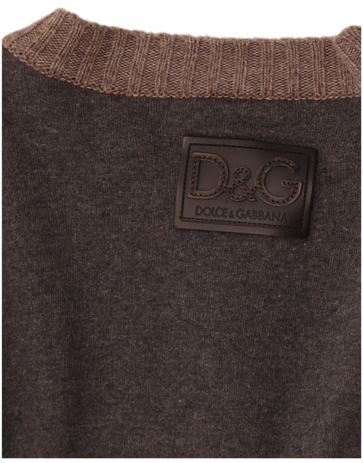 Dolce & Gabbana Herren-Cardigan-Pullover UK 10 Small Graue Colourblock-Baumwolle