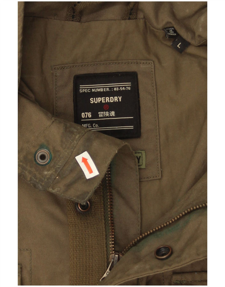 Superdry Herren Militärjacke UK 40 Large Khaki Baumwolle