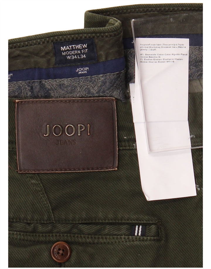 JOOP Herren Modern Fit Slim Chino Hose W34 L34 Grüne Baumwolle