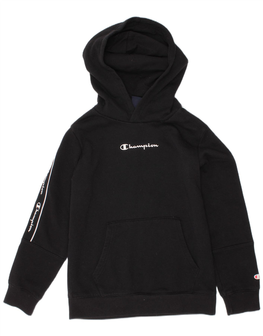 CHAMPION Boys Graphic Hoodie Jumper 9-10 Years Medium Black