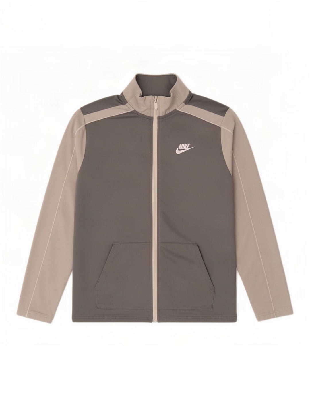 Nike Jungen-Trainingsanzug-Top-Jacke, 13–14 Jahre, XL, graues Colourblock-Polyester