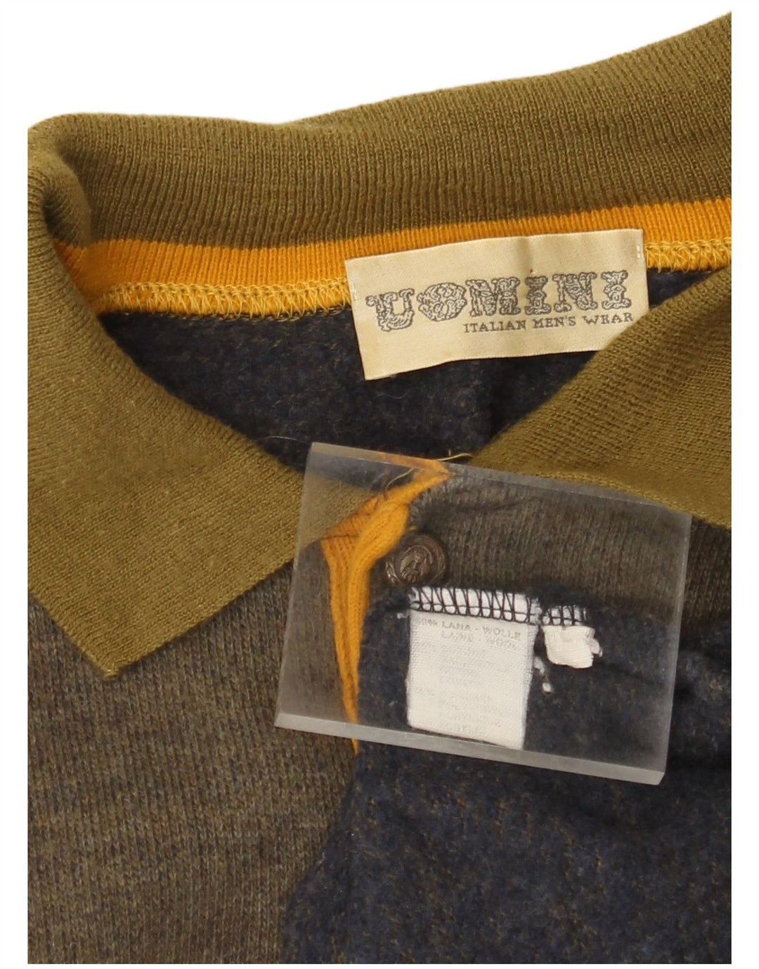 Vintage Herren Rollkragenpullover, große Khaki-gestreifte Wolle