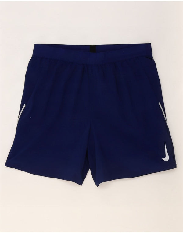 Nike Damen Dri Fit Sport Shorts UK 16 Large Marineblau Polyester