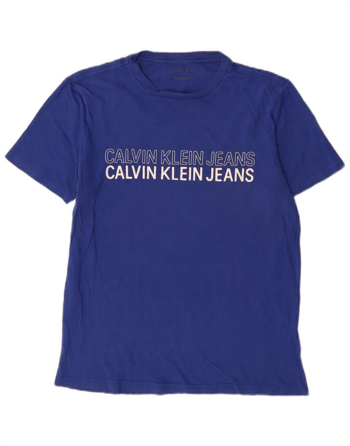 Calvin Klein Jeans Herren-T-Shirt mit Grafik, mittelblaue Baumwolle
