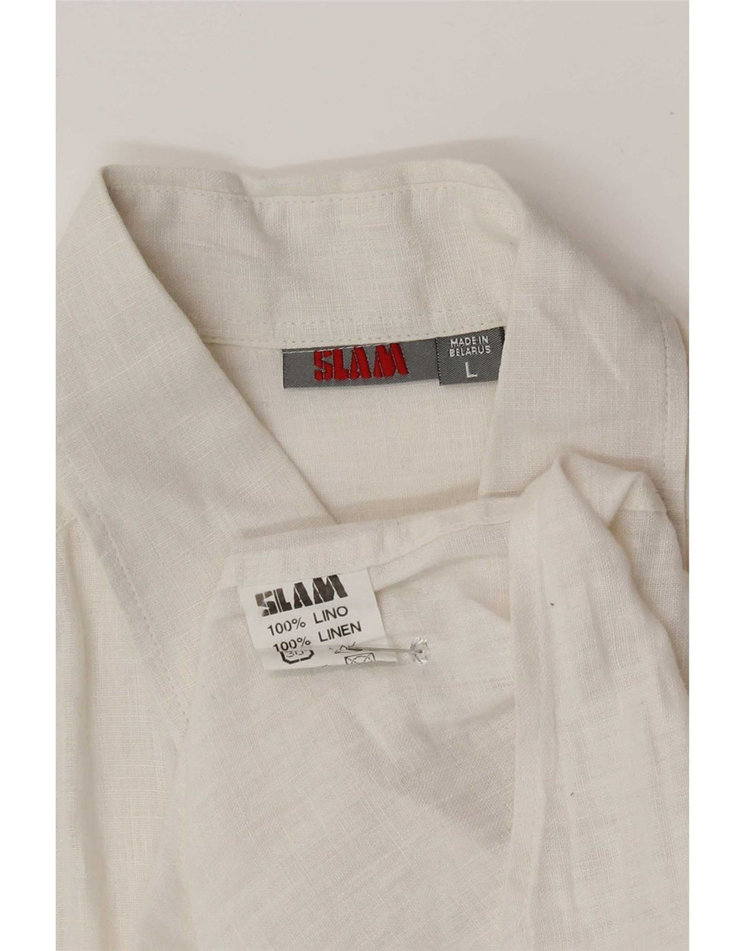 Slam Herren-Kurzarmhemd, groß, weißes Leinen