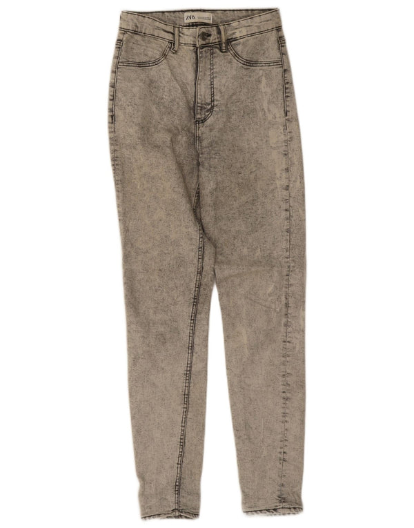 Zara Damen High Waist Skinny Jeans EU 38 Small W28 L28 Grau