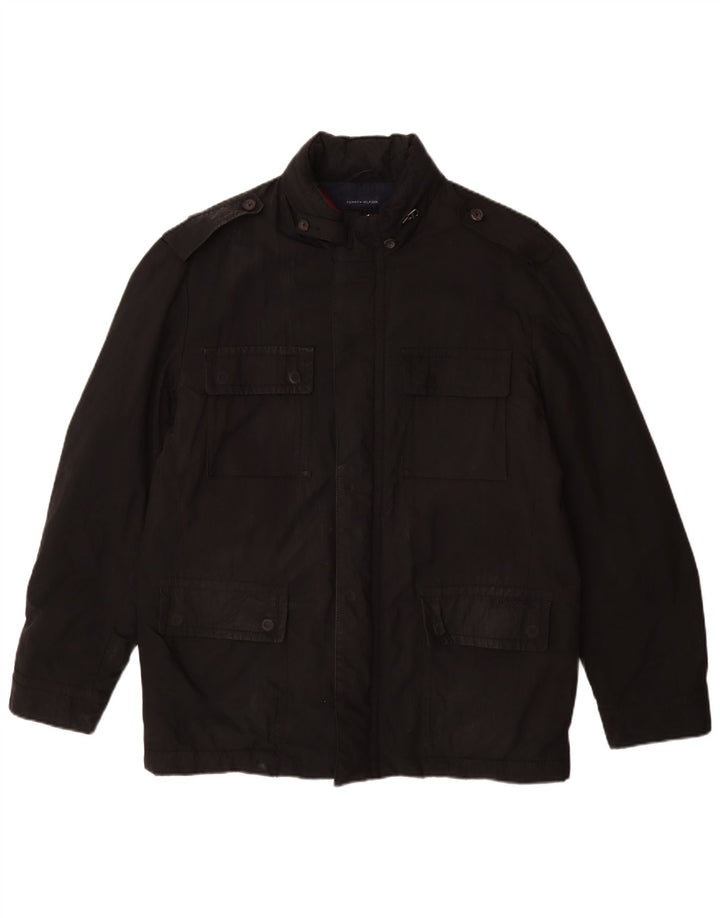 Tommy Hilfiger Herren Militärjacke UK 38 Medium Schwarz Polyester