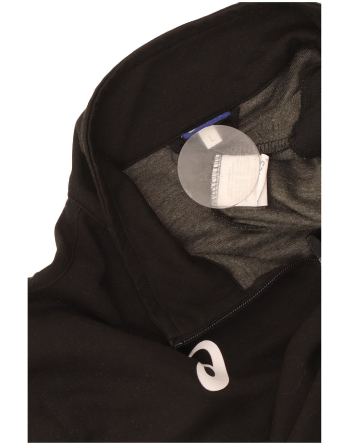 Asics Herren-Sweatshirt mit Reißverschluss am Hals, groß, schwarzes Farbblock-Polyester