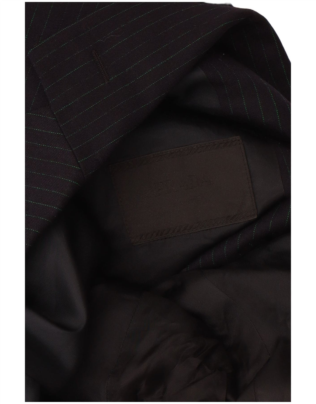 Prada Herren-Blazerjacke mit 3 Knöpfen, Größe 56 2XL, schwarze Nadelstreifen-Schurwolle