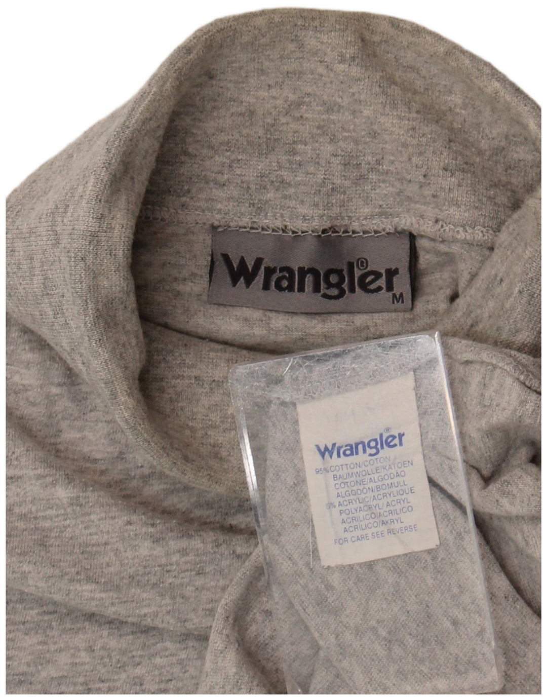 Wrangler Herren-Top mit Rollkragen, langärmelig, mittelgraue Baumwolle