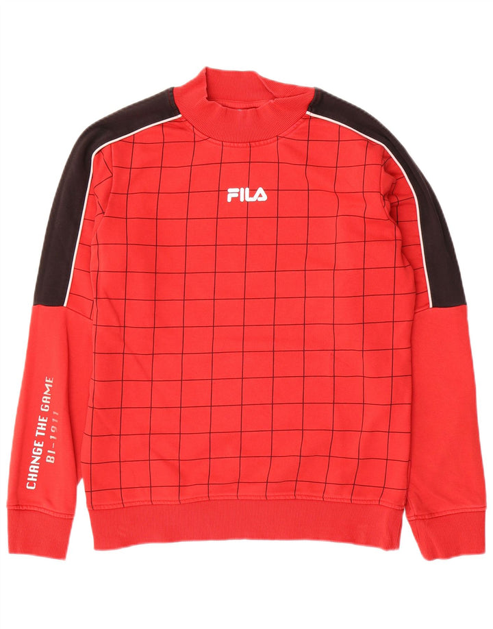 FILA Jungen-Sweatshirt mit Grafik, 13–14 Jahre, rotes Farbblockdesign