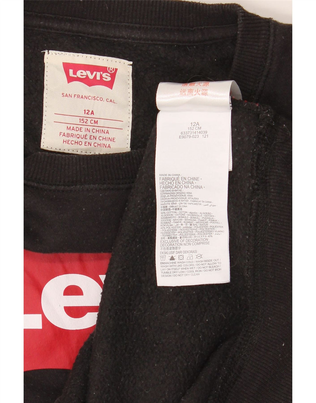 Levi's Jungen-Sweatshirt mit Grafik, 11–12 Jahre, schwarze Baumwolle