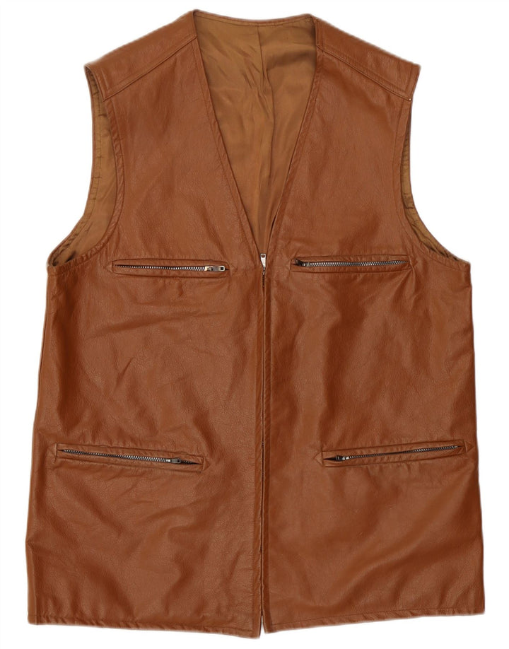 Vintage Herren Lederweste UK 38 Mittelbraun