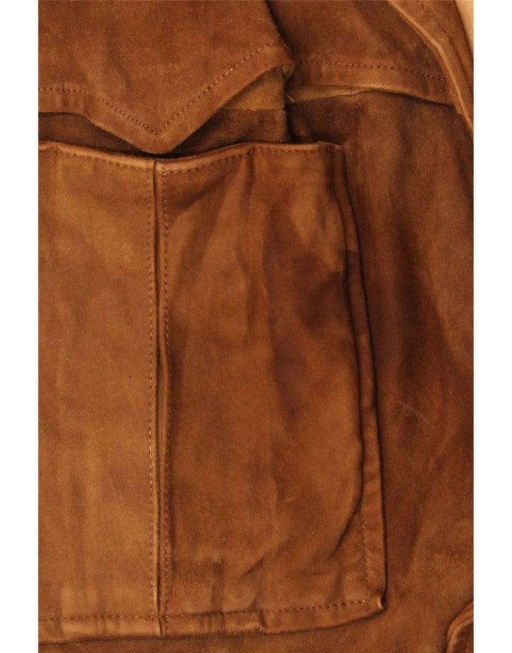 Vintage Damen Wildlederjacke IT 52 2XL Braunes Wildleder