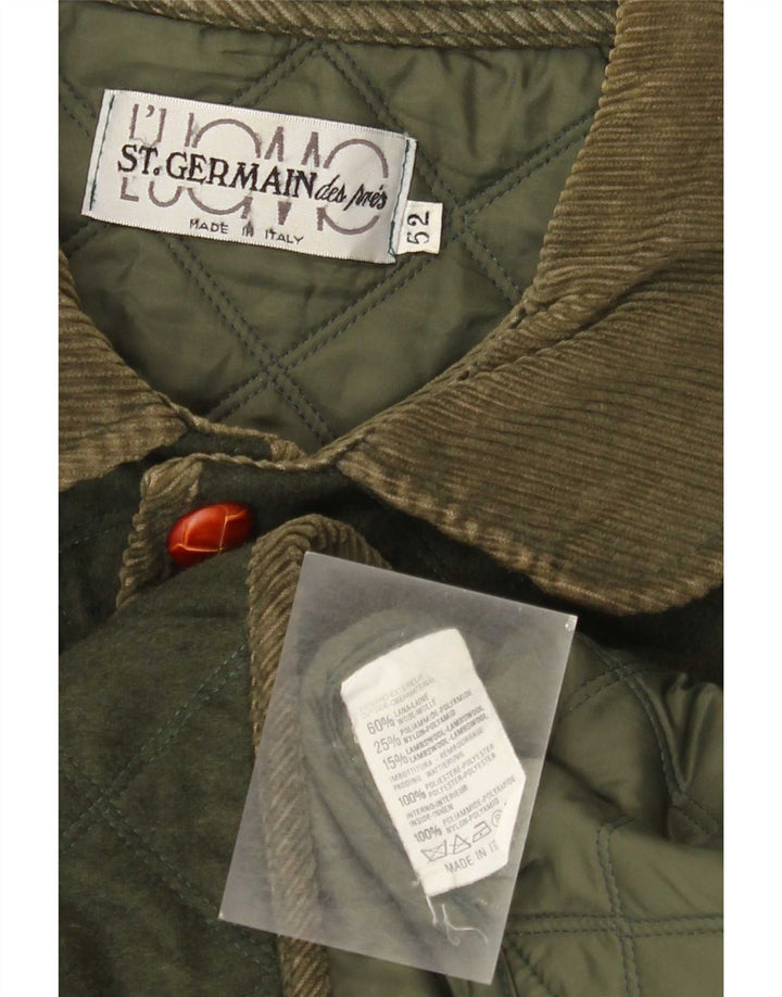 St. Germain Herren Steppjacke IT 52 XL Khaki Colourblock Wolle