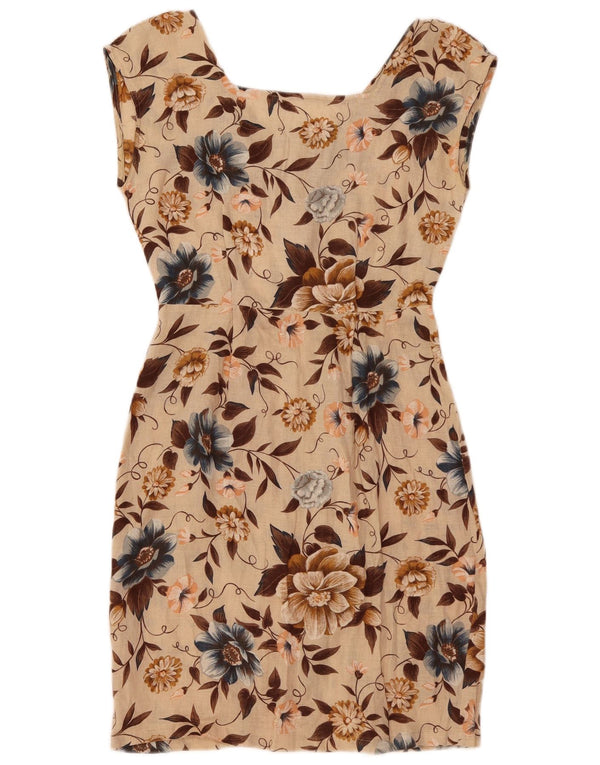 PENNY BLACK Damen ärmelloses Etuikleid IT 40 Small Beige Floral Leinen