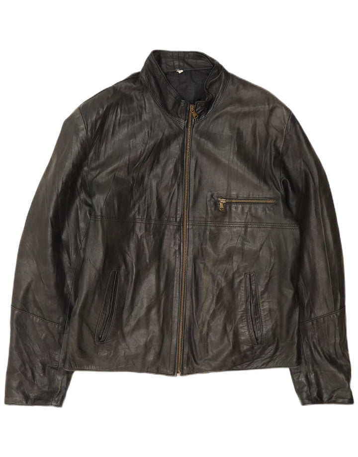 Bulli E Pupe Herren Lederjacke UK 40 Large Schwarz
