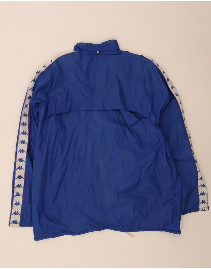 Kappa Herren-Regenjacke mit Grafik, UK 44 2XL, blaues Colourblock-Polyamid