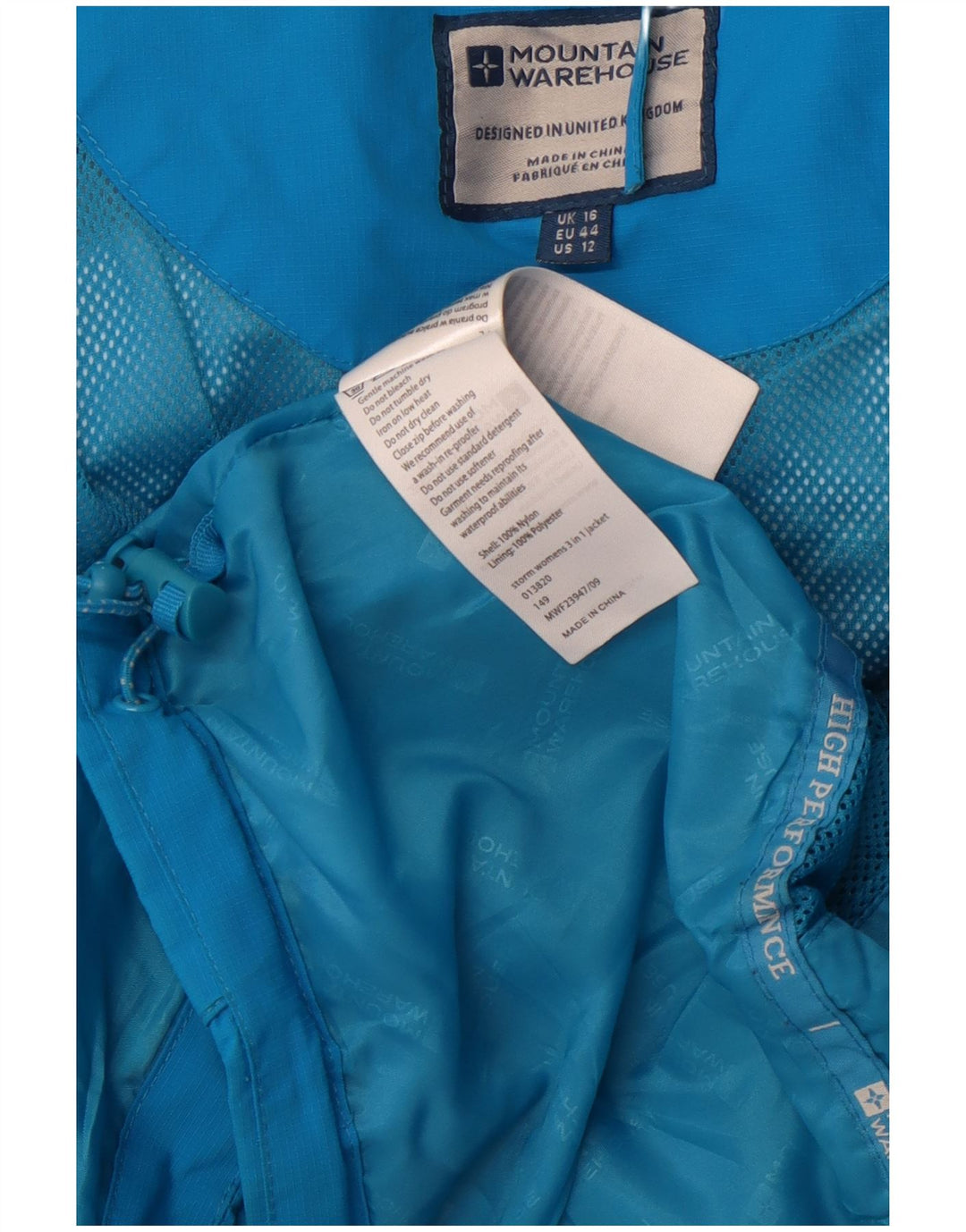MOUNTAIN WAREHOUSE Damen-Regenjacke mit Kapuze, UK 16, Größe L, blaues Nylon