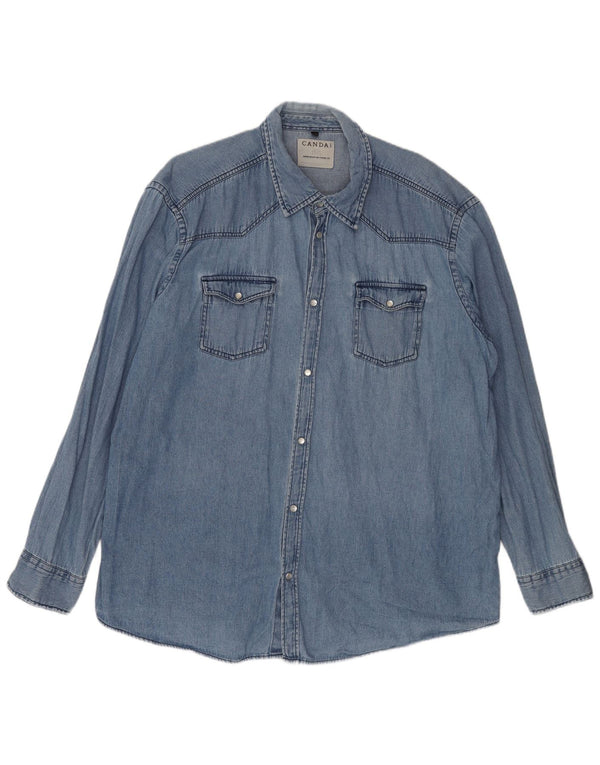 CANDA Herren-Jeanshemd, Größe 47/48, 3XL, blaue Baumwolle