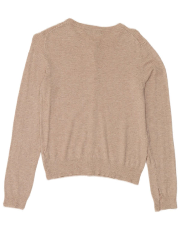 Marks & Spencer Damen Strickjacke Pullover UK 10 Small Beige Viskose