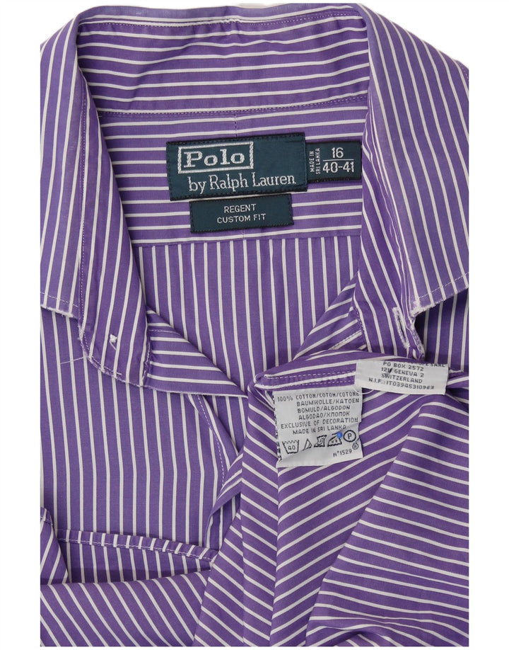 Polo Ralph Lauren Herren-Regent-Hemd, Größe 16, groß, lila gestreift, Baumwolle