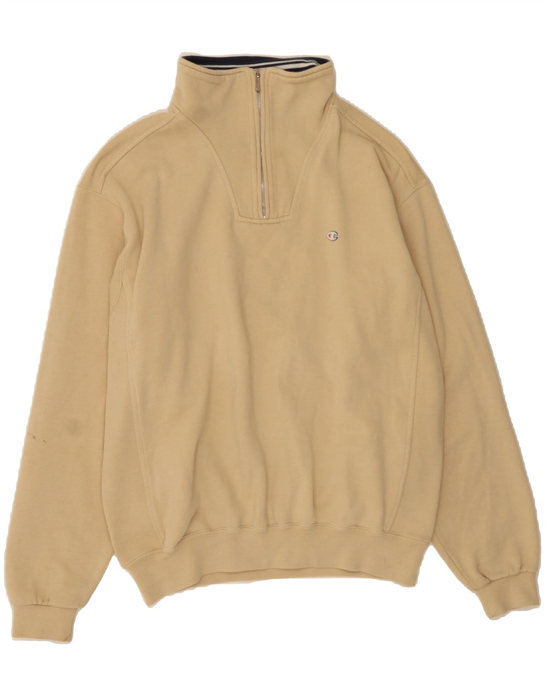 CHAMPION Mens Zip Neck Sweatshirt Jumper Medium Beige Cotton Vintage Champion and Second-Hand Champion from Messina Hembry 