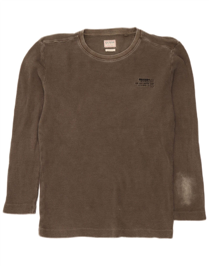 Guess Herren Slim Fit Top Langarm Mittel Khaki