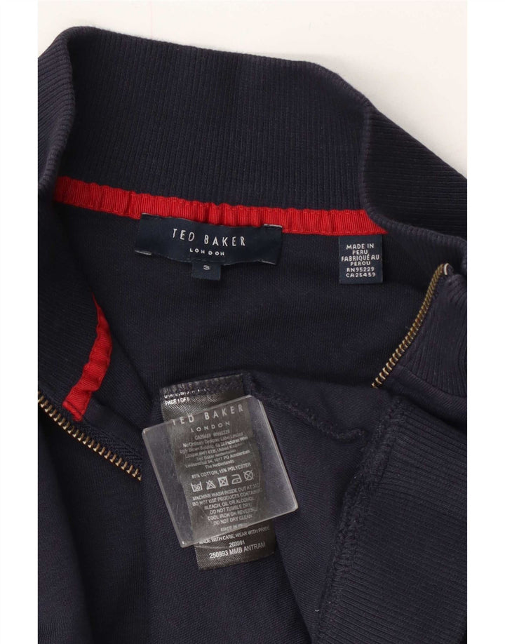 Ted Baker Herren-Sweatshirt mit Reißverschluss am Hals, Größe 3, mittelgroß, marineblau, Baumwolle