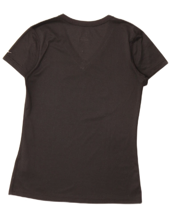Nike Damen Dri Fit Graphic T-Shirt Top UK 10 Small Schwarz Polyester