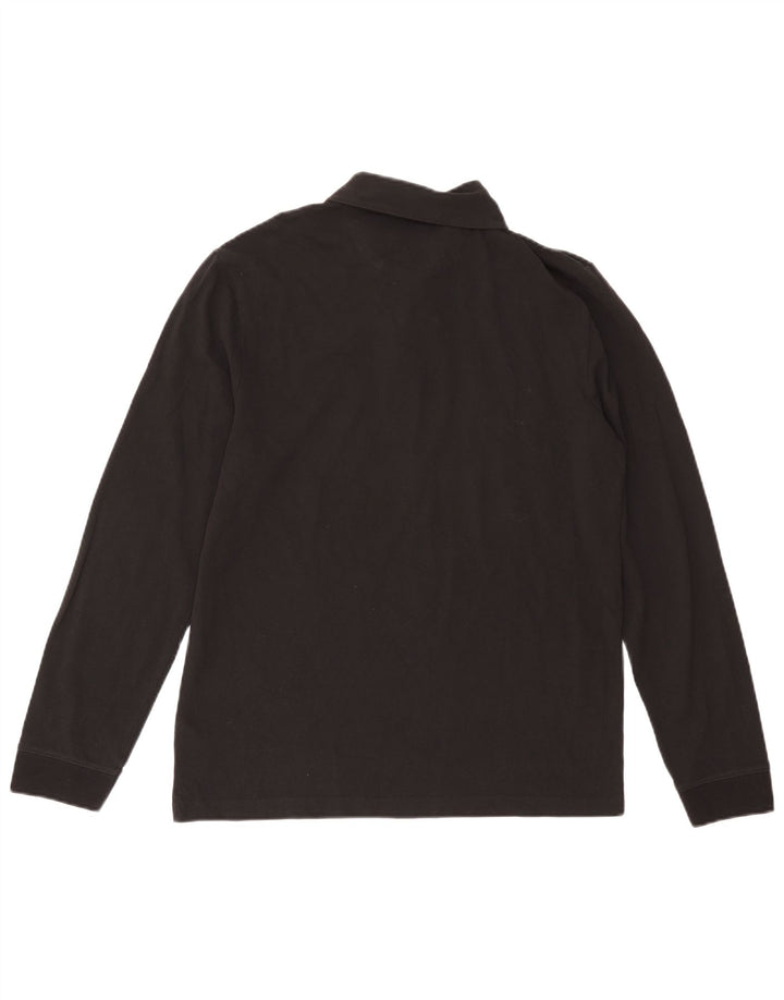 Farah Herren-Langarm-Poloshirt, groß, schwarze Baumwolle