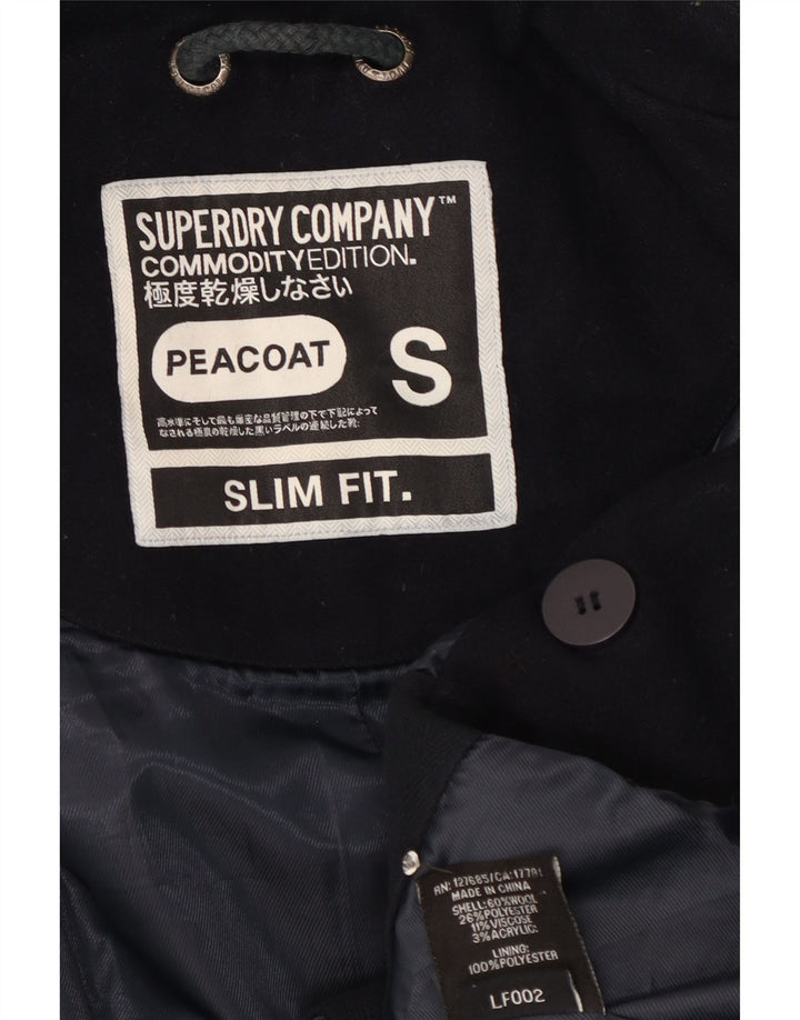 Superdry Herren Slim Fit Pea Coat UK 36 Small Marineblaue Wolle