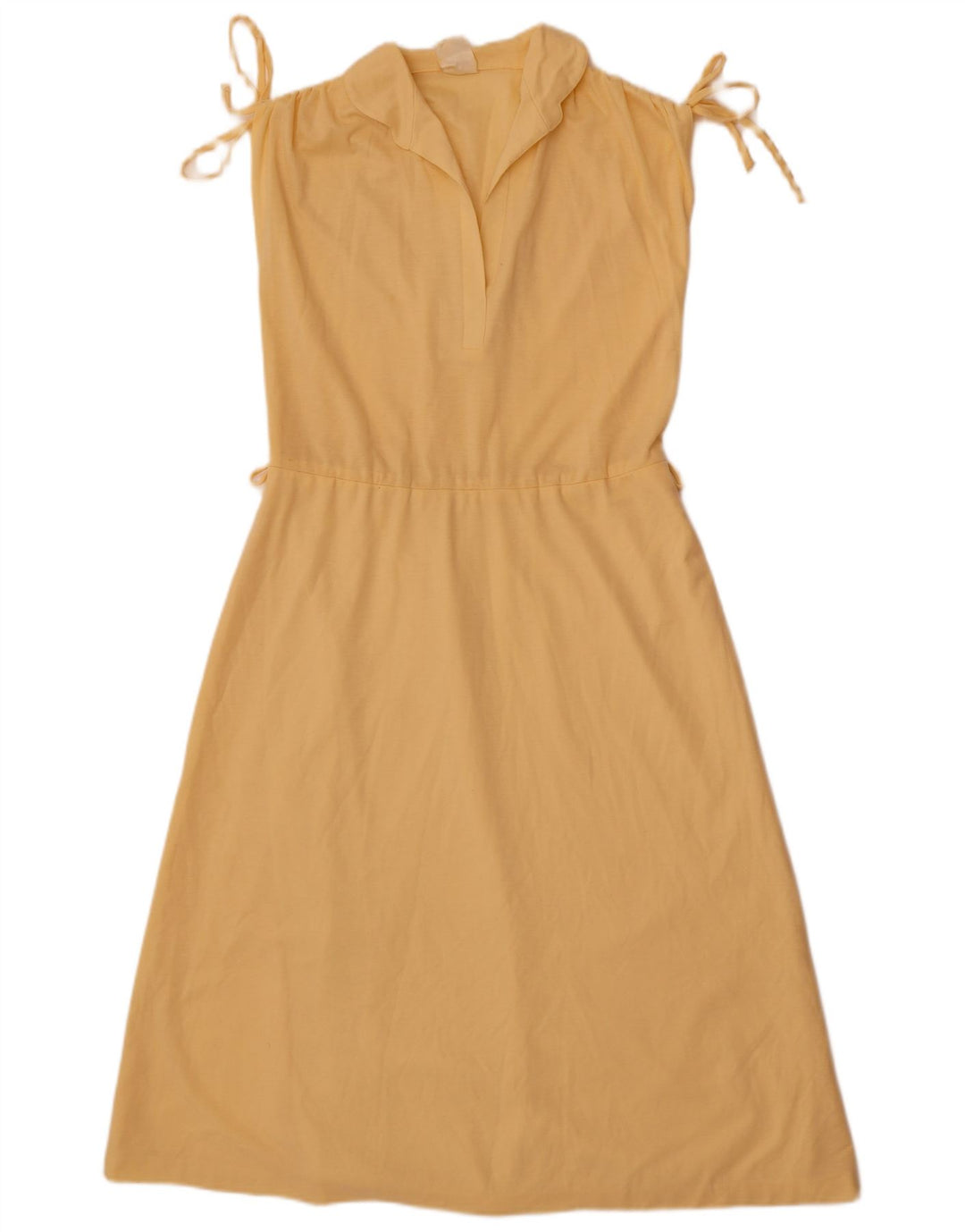 Vintage Damen Ärmelloses A-Linien-Kleid EU 40 Mittelgelbes Polyester
