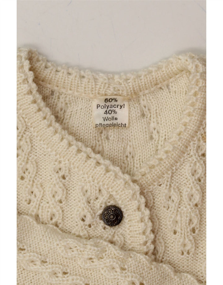 VINTAGE Womens Cardigan Sweater UK 14 Medium Beige Polyacrylic Vintage Vintage and Second-Hand Vintage from Messina Hembry 