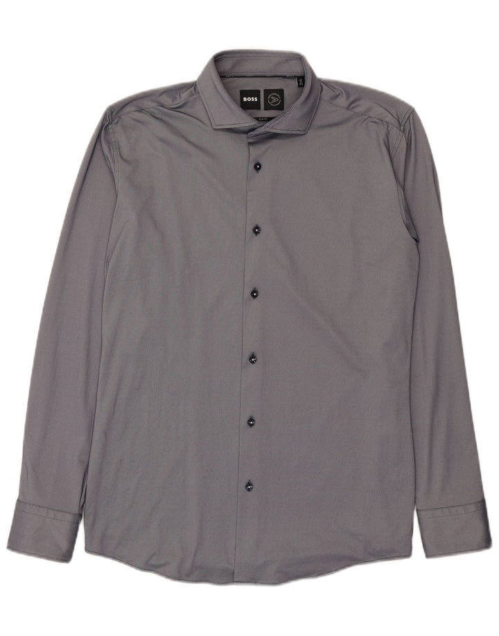 Hugo Boss Herren Slim Fit Hemd Größe 40 15 3/4 Mittelgrau