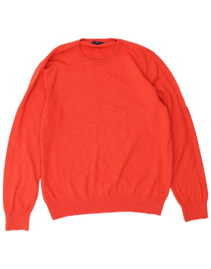 Gap Herren-Pullover mit Rundhalsausschnitt, Größe L, aus roter Baumwolle
