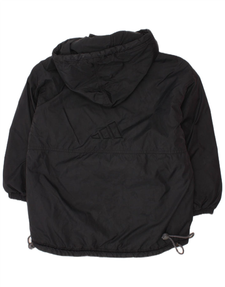 ADIDAS Wattierte Jacke mit grafischer Kapuze für Jungen, 8–9 Jahre, schwarzes Polyamid