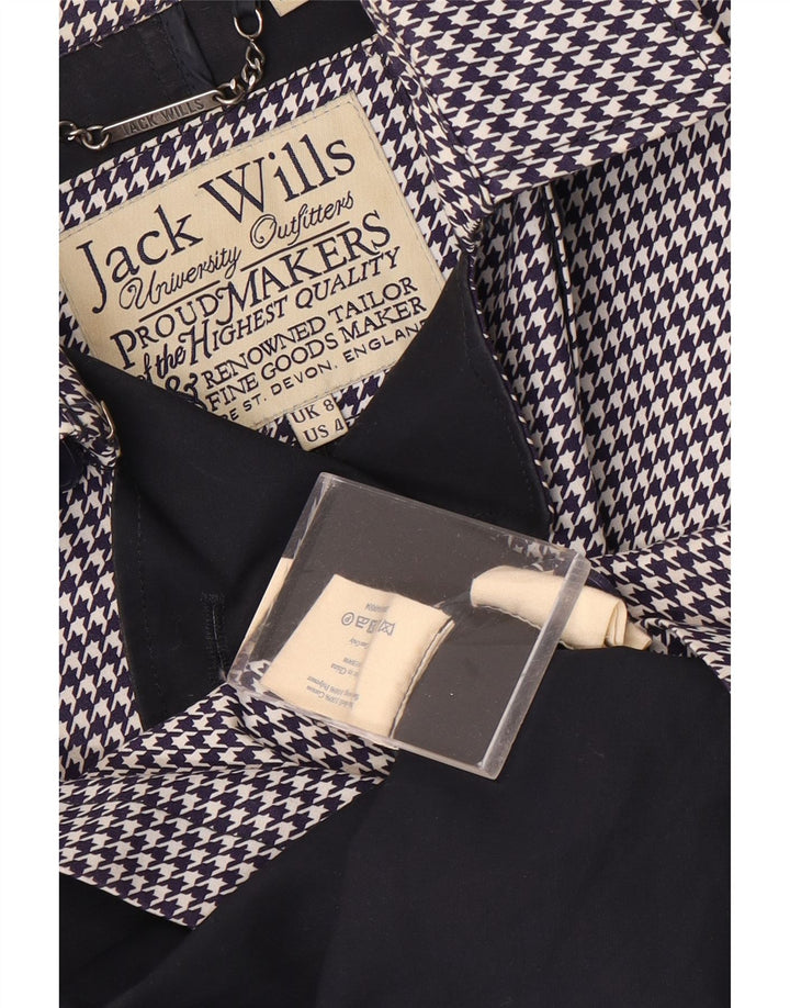 Jack Wills Damen-Trenchcoat, Gr. 8, Marineblau, Baumwolle mit Hahnentrittmuster