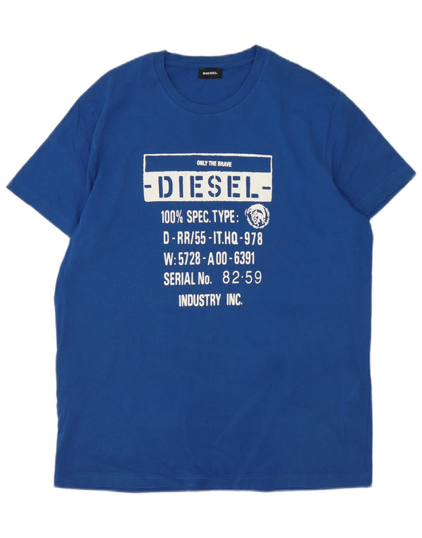 Diesel Herren Grafik T-Shirt Top XL Blau Baumwolle