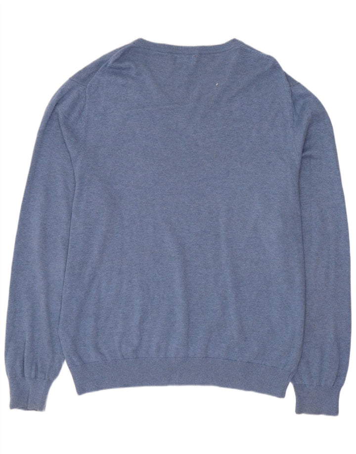 IZOD Herren-Pullover mit V-Ausschnitt, groß, aus blauer Baumwolle
