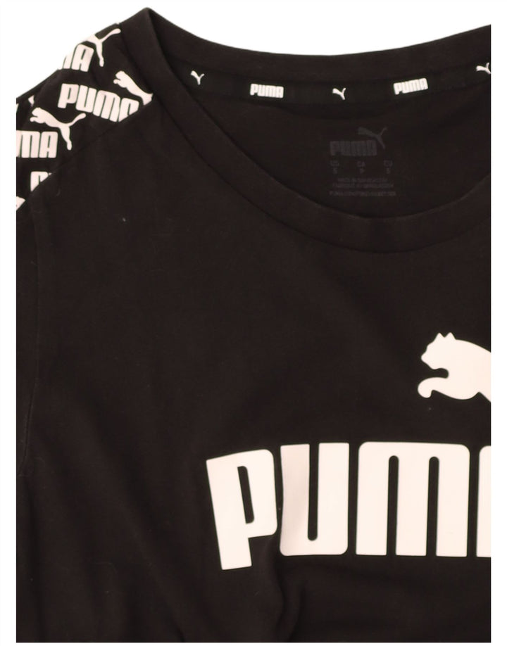 PUMA Womens Graphic T-Shirt Top UK 10 Small Black