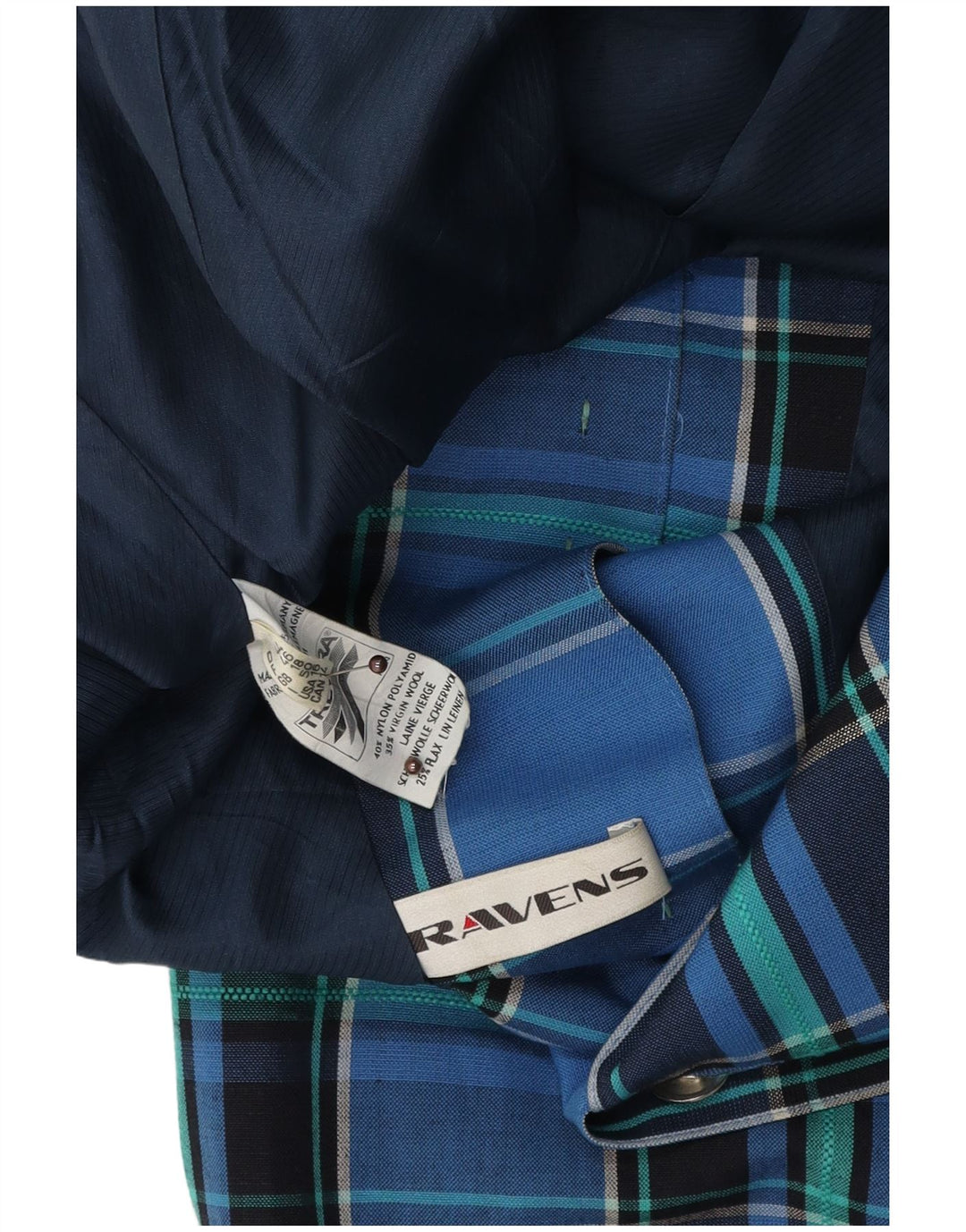 RAVENS Womens 9 Button Blazer Jacket UK 18 XL Blue Check Nylon