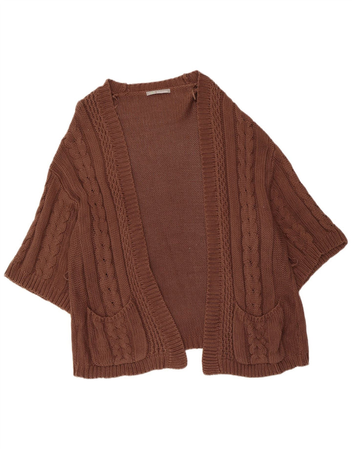 Marks & Spencer Damen-Strickjacke mit 3/4-Ärmeln, UK-Gr. 14, Mittelbraun